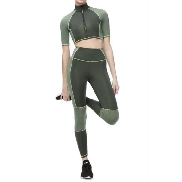 good american heathered forest tonal double life crop top - Picture 2 of 8